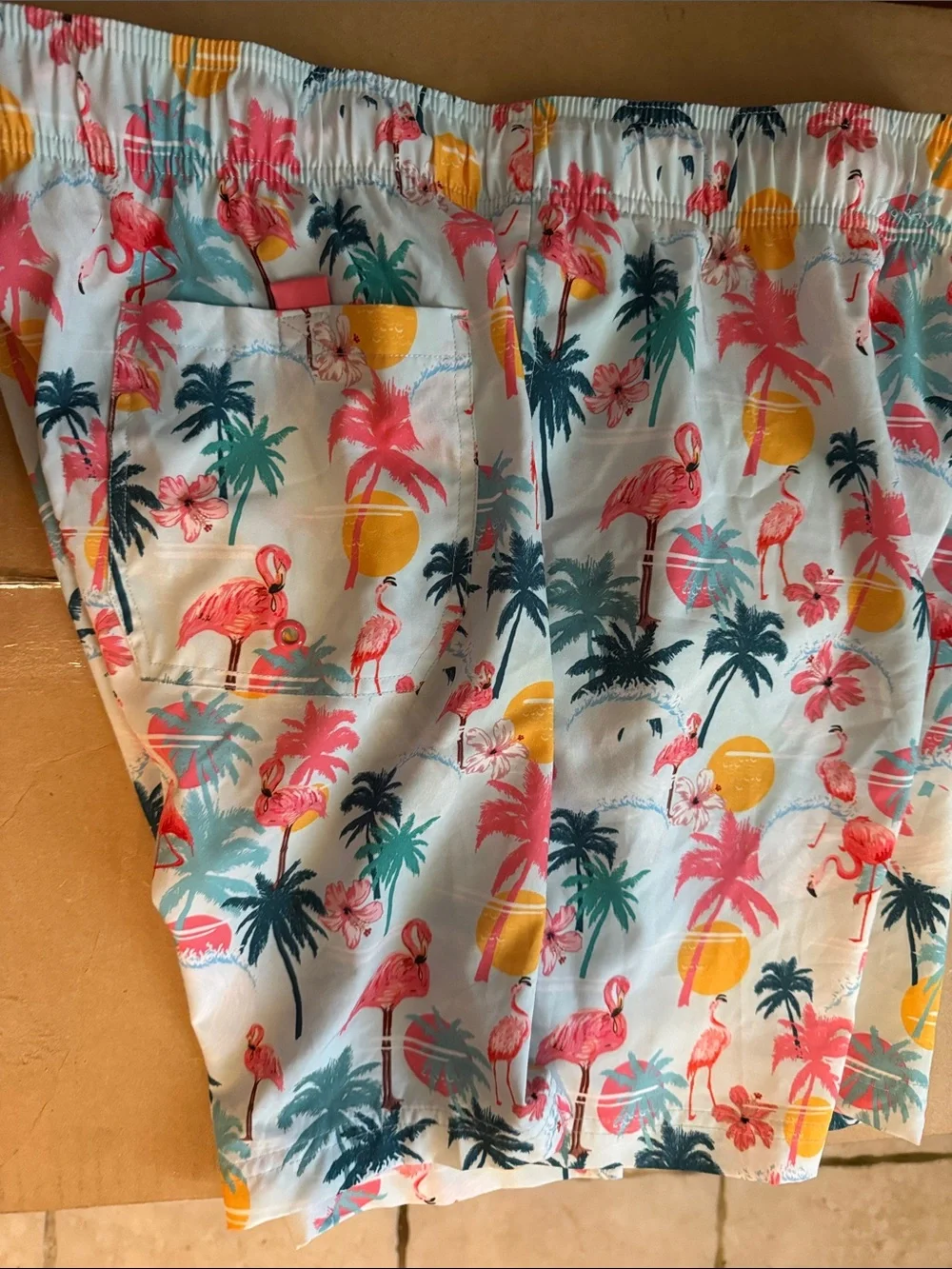 Men's Tropical Flamingo Swim Shorts - White/Multi sz 36/38